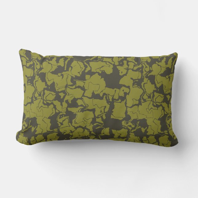 Grey and Green abstract Lumbar Pillow (Front)