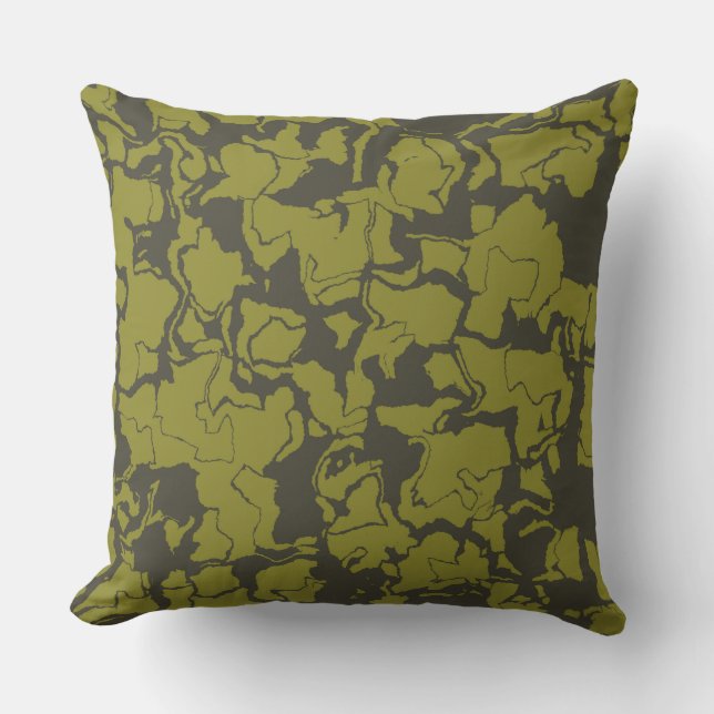 Grey and Green abstract Throw Pillow (Front)