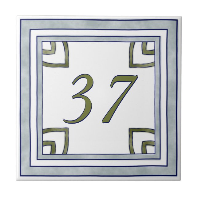 Grey and Green Big House Number Tile (Front)