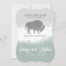 Grey and Green Buffalo Save the Date