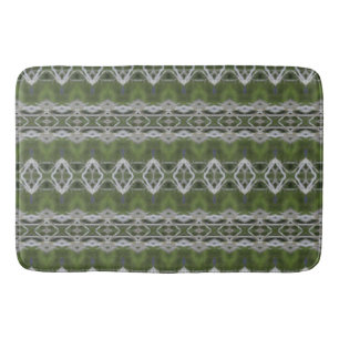 Grey and Green Designer Pattern Large Bath Mat