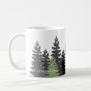 Grey and Green Evergreen Trees Elegant and Rustic Coffee Mug