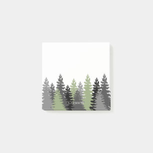 Grey and Green Evergreen Trees Elegant and Rustic Post-it Notes