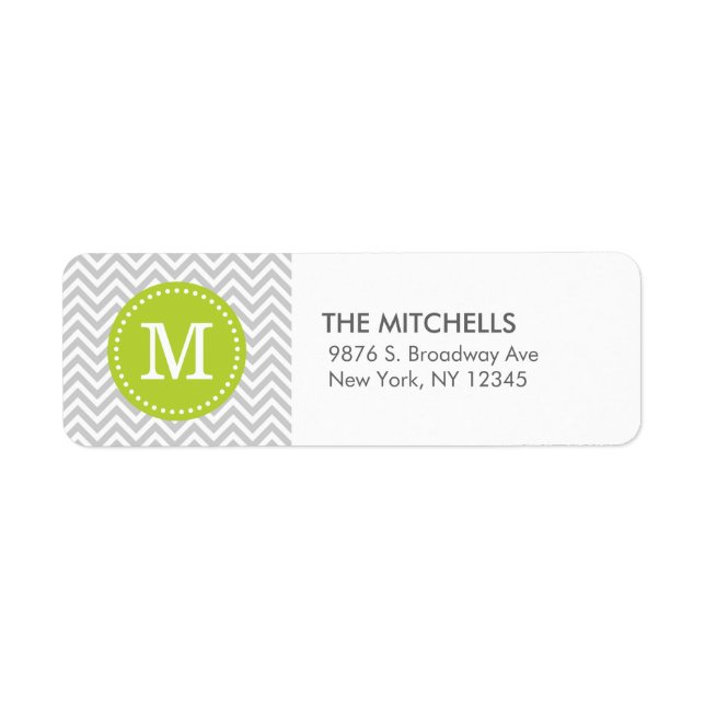 Grey and Green Modern Chevron Custom Monogram (Front)