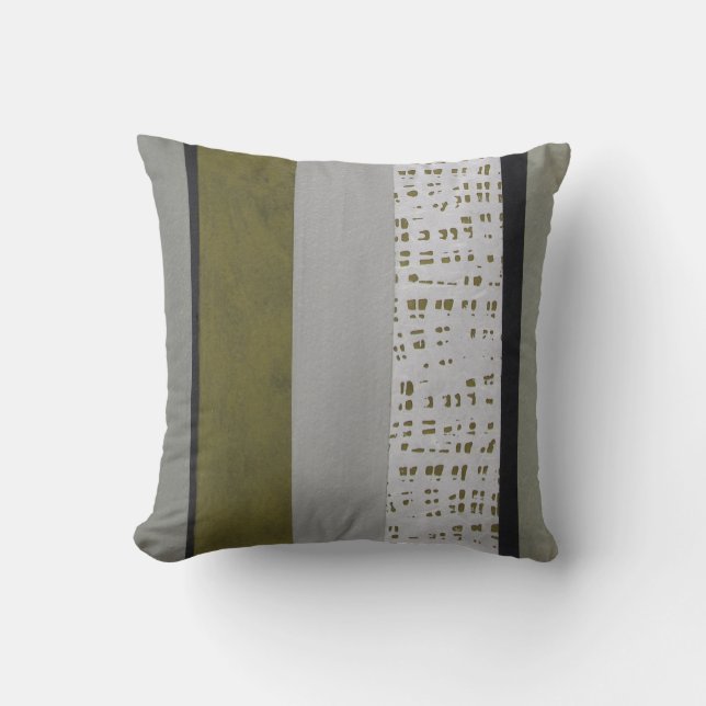 Grey and green modern pattern throw pillow (Front)
