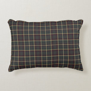 Grey and Green Tartan Plaid Accent Pillow