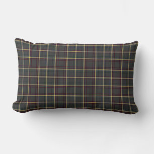Grey and Green Tartan Plaid Lumbar Pillow
