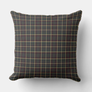 Grey and Green Tartan Plaid Throw Pillow