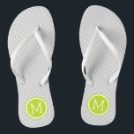 Grey and Green Tiny Dots Monogram Flip Flops<br><div class="desc">Custom printed flip flop sandals with a cute girly polka dot pattern and your custom monogram or other text in a circle frame. Click Customize It to change text fonts and colours or add your own images to create a unique one of a kind design!</div>