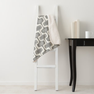 Grey and Ivory Abstract Modern Random Dot Pattern Sherpa Blanket