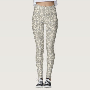 Grey and Ivory Bird Pattern Leggings