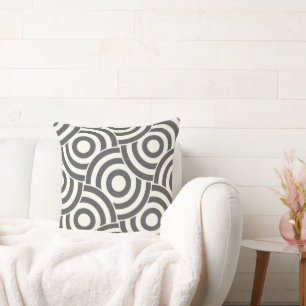 Grey and Ivory Circle Link Design PillowModern Throw Pillow
