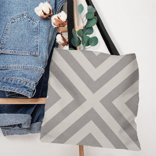 Grey and Ivory Diamond X Modern Farmhouse Tote Bag