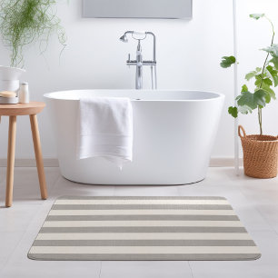 Grey and Ivory Stripes   Modern Farmhouse Bath Mat