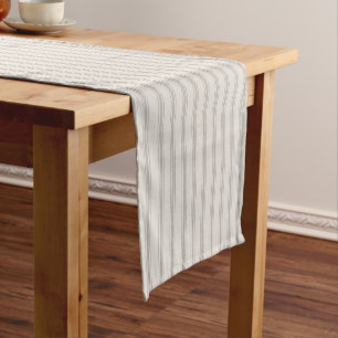 Grey and Ivory Ticking Stripes   Modern Farmhouse Short Table Runner