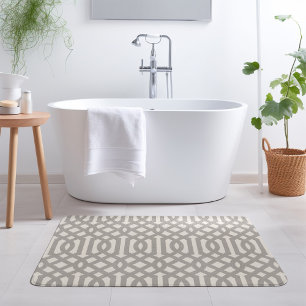 Grey and Ivory Trellis   Modern Farmhouse Bath Mat