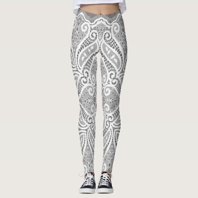 Grey and lace leggings (Front)