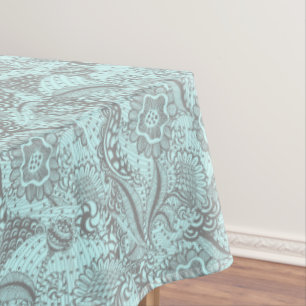 Grey And Light Blue Abstract Floral Monogram Table Tablecloth