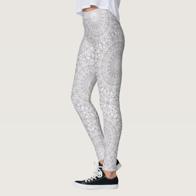 Grey and Lilac Mandala Pattern Leggings (Left)