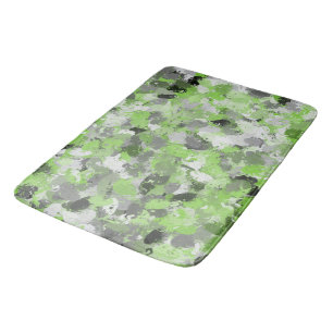 Grey and Lime Green Paintballs  Bath Mat