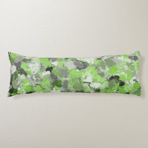 Grey and Lime Green Paintballs Body Pillow