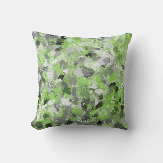 Grey and Lime Green Paintballs  Throw Pillow (Front)