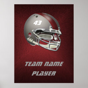 Grey and Maroon Football Helmet Poster