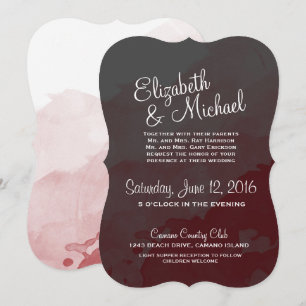 Grey and Maroon Wedding Invitation