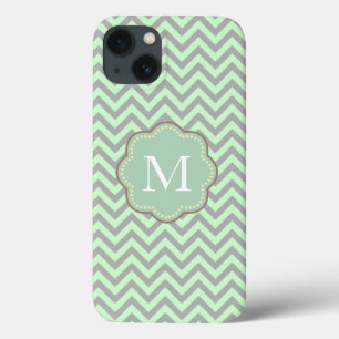 Grey and Mint Chevron iPhone 13 Case