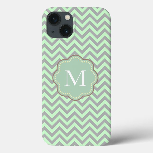 Grey and Mint Chevron Case-Mate iPhone Case (Back)