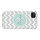 Grey and Mint Chevron Custom Monogram
