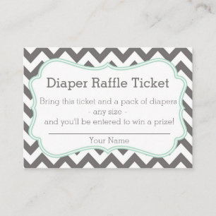 Grey and Mint Chevron Diaper Raffle Ticket Enclosure Card