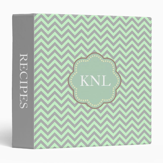Grey and Mint Chevron Monogram Binder (Front/Spine)