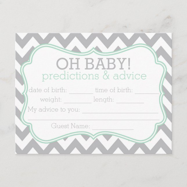 Grey and Mint Chevron Predictions & Advice Card (Front)