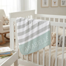 Grey and Mint Stripes Monogram | Editable Colours