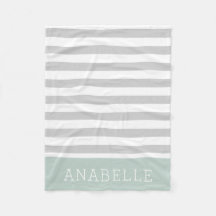 Grey and Mint Stripes Monogram | Editable Colours