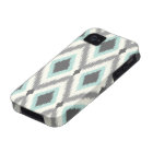 Grey and Mint Tribal Ikat Chevron