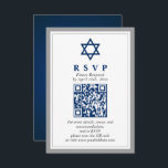 Grey and Navy Blue Bar Mitzvah QR Code RSVP Enclosure Card<br><div class="desc">Grey and Navy Blue Bar Mitzvah QR Code RSVP Enclosure Card</div>