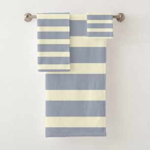 Grey and off-white stripes bath towel set