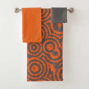 Grey and Orange Bath Towel Set
