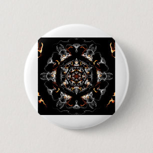 Grey and Orange Flame Mandala 2 Inch Round Button