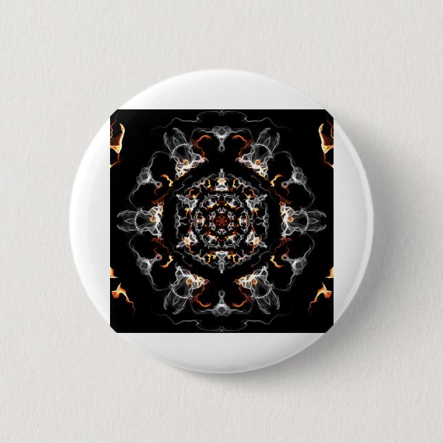 Grey and Orange Flame Mandala 2 Inch Round Button (Front)