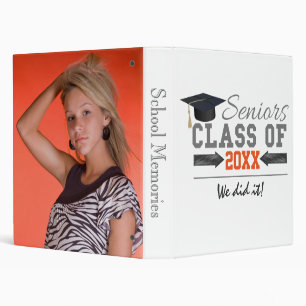 Grey and Orange Graduation Gear Binder