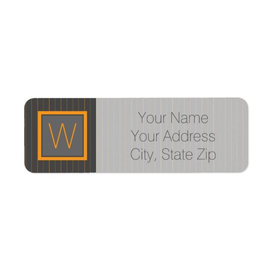 Grey and Orange Pinstripes Return Address Label