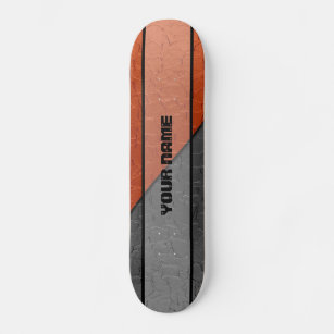 Grey and Orange Shiny Stainless Steel Metal Skateboard