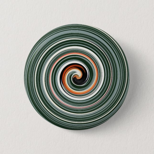 Grey and orange spiral pattern 2 inch round button (Front)