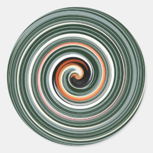 Grey and orange spiral pattern classic round sticker