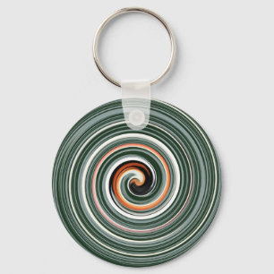 Grey and orange spiral pattern keychain