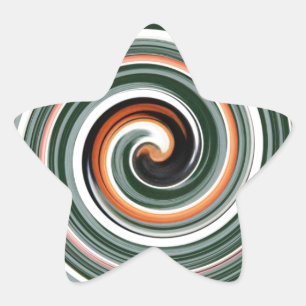 Grey and orange spiral pattern star sticker