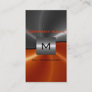 Grey and Orange Stainless Steel Metal Business Card